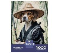 Adult Jigsaw Puzzle1000 Pieces Samurai Beagle in Bamboo Forest Puzzles for Adults DIY Toys But Fun And Humorous Unique Birthday And Gifts 38x26cm/1000pcs