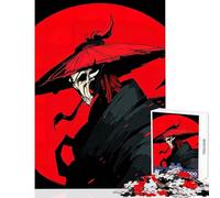 Adult Jigsaw Puzzle1000 Pieces Samurai Skull with Red Sun Puzzle For Teenagers Staycation Kill Time for Birthday, Chrismas Birthday Present, Gifts, (38x26cm)