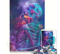 Adult Jigsaw Puzzle1000 Pieces Skelleton in A Psychedelic Impossible Game Improve Memory with Fully Interlocking Randomly Shaped Pieces 38x52cm