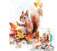Adult Jigsaw Puzzle1000 Pieces Squirrel in Autumn Leaves Fun at Home Activities, Difficult Challenge Home Decoration Toys for Ages 14 And over (38x26cm)