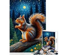 Adult Jigsaw Puzzle1000 Pieces Squirrel Starry Night Educational Games A Work of Art Home Decoration Toys Train Your Brain And Hands (38X26CM)
