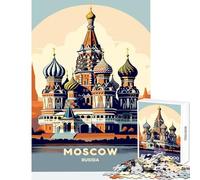 Adult Jigsaw Puzzle1000 Pieces St. Basil's Cathedral, Moscow, Russia Educational Toy Art Work Gift Educational Game with Matching Poster And Trivia Sheet Size 38x26cm