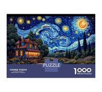 Adult Jigsaw Puzzle1000 Pieces Starry Night Cottage Jigsaw for Adults Toy Wall Decor Enhance Memory Unique Birthday And Gifts 52x38cm/1000pcs
