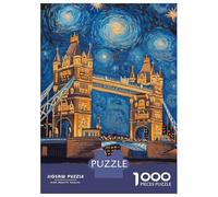 Adult Jigsaw Puzzle1000 Pieces Starry Tower Bridge Adult Jigsaw Puzzle Family Games Pattern Assembly Deal As Gifts for The Whole Family 70x50cm/1000pcs