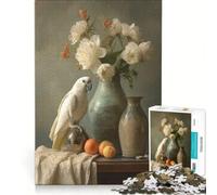 Adult Jigsaw Puzzle1000 Pieces Still Life With Parrot And Flowers, Educational Game, Decompressing Intellectual, Birthday And Unique Gifts 38x52cm