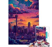 Adult Jigsaw Puzzle1000 Pieces Sunset in San Antonio TX Educational Challenge Hand Speed Race Impossible Game for Ages 14 And over (38x52cm)
