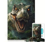 Adult Jigsaw Puzzle1000 Pieces T-Rex Roaring in Jungle Flawless Edge Fun Mental Focus Game Quiet Fun Play Xmas Decor Gift (38x52cm)