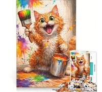 Adult Jigsaw Puzzle1000 Pieces The Painter Kitten Educational Toy Precision Cutting Improving Love between Couples 38x52cm