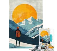Adult Jigsaw Puzzle1000 Pieces The Snowy Mountain Sunset Hike Difficult And Challenge Learning Educational Relaxing Games for Age 14+ Game (50x75cm)