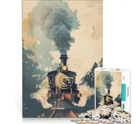 Adult Jigsaw Puzzle1000 Pieces The Steam Engine Locomotiv Educational Toy Precision Cutting Improving Love between Couples 50x75cm
