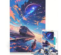 Adult Jigsaw Puzzle1000 Pieces Train Under A Cosmic Sky Educational Toy Precision Cutting Improving Love between Couples 50x75cm
