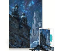 Adult Jigsaw Puzzle1000 Pieces Two Knight in The Night Flawless Edge Fun Mental Focus Game Quiet Fun Play Xmas Decor Gift (50x75cm)