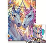 Adult Jigsaw Puzzle1000 Pieces Two Unicorns in Bloom Flawless Edge Fun Mental Focus Game Quiet Fun Play Xmas Decor Gift(38x26cm)