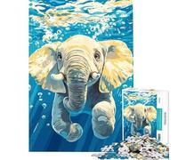 Adult Jigsaw Puzzle1000 Pieces Underwater Elephant Illustration Difficult And Challenge Learning Educational Relaxing Games for Age 14+ Game (50x75cm)