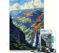 Adult Jigsaw Puzzle1000 Pieces Waimea Waterfall Pixel Art Flawless Edge Fun Mental Focus Game Quiet Fun Play Xmas Decor Gift(38x26cm)