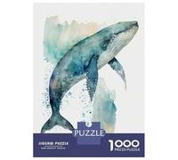 Adult Jigsaw Puzzle1000 Pieces Whale Watercolor Puzzles for Adults Relaxing Games Staycation Kill Time for Birthday, Chrismas 38x26cm/1000pcs