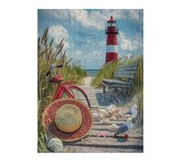 Adult Jigsaw Puzzle1000pcs(52x38cm) Beach Lighthouse Scene Jigsaw for Adults Hands-on Game Stress Reliever Deal As Gifts for The Whole Family 1000pcs(52x38cm)