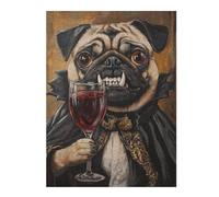 Adult Jigsaw Puzzle1000pcs(52x38cm) Dracula Pug with Wine Glass Jigsaw for Adults Hands-on Game Stress Reliever Deal As Gifts for The Whole Family 1000pcs(52x38cm)