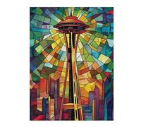 Adult Jigsaw Puzzle1000pcs(52x38cm) Stained Glass Seattle Skyline-1 Jigsaw for Adults Hands-on Game Stress Reliever Deal As Gifts for The Whole Family 1000pcs(52x38cm)