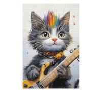 Adult Jigsaw Puzzle1000pcs(75x50cm) Rock Star Kitten with Guitar -1 Jigsaw for Adults Hands-on Game Stress Reliever Deal As Gifts for The Whole Family 1000pcs(75x50cm)