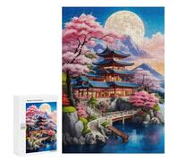 Adult Jigsaw Puzzle300 PCS Beautiful Village In Japan Jigsaw Puzzle Brain Teaser Game Pattern Assembly Unique Birthday And Gifts 300 PCS