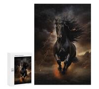 Adult Jigsaw Puzzle300 PCS Black Horse Galloping Teenagers Puzzles Brain Teaser Game Improve Memory Help The Brain Exercise 300 PCS