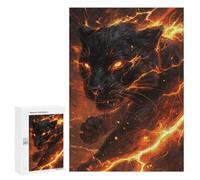 Adult Jigsaw Puzzle300 PCS Black Panther with Fire Effect Puzzles for Teenagers Stress Reliever Every Piece Is Unique - Challenging Game Toys 300 PCS