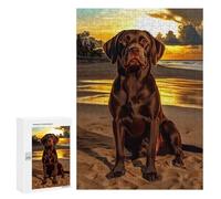 Adult Jigsaw Puzzle300 PCS Chocolate Labrador at Sunset Puzzles for Adults Relaxing Games Improve Memory Deal As Gifts for The Whole Family 300 PCS