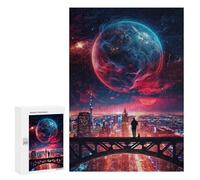 Adult Jigsaw Puzzle300 PCS Cityscape Under A Cosmic Sky -1 Teenagers Puzzles Brain Teaser Game Home Decoration Unique Birthday And Gifts 300 PCS