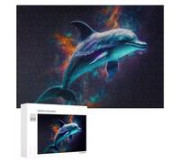 Adult Jigsaw Puzzle300 PCS Colorful Dolphin in Space Teenagers Puzzles Brain Teaser Game Home Decoration Unique Birthday And Gifts 300 PCS