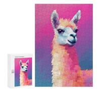 Adult Jigsaw Puzzle300 PCS Colors of A Llama Alpaca Jigsaw Puzzle Brain Teaser Game Pattern Assembly Unique Birthday And Gifts 300 PCS