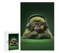 Adult Jigsaw Puzzle300 PCS Cute Headphones Monkey Jigsaw Puzzle Brain Teaser Game Pattern Assembly Unique Birthday And Gifts 300 PCS