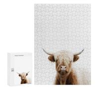 Adult Jigsaw Puzzle300 PCS Cute Snowy Highland Cattle Jigsaw Puzzle Brain Teaser Game Pattern Assembly Unique Birthday And Gifts 300 PCS