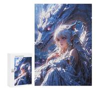 Adult Jigsaw Puzzle300 PCS Enchanted Bond Elven Maiden And Mystic Dragon Jigsaw Puzzle Brain Teaser Game Pattern Assembly Unique Birthday And Gifts 300 PCS