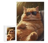 Adult Jigsaw Puzzle300 PCS Fat Cat Chilling Glasses Puzzles for Adults Relaxing Games Improve Memory Deal As Gifts for The Whole Family 300 PCS