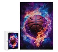Adult Jigsaw Puzzle300 PCS Flame Engulfed Basketball Puzzles for Adults Relaxing Games Improve Memory Deal As Gifts for The Whole Family 300 PCS