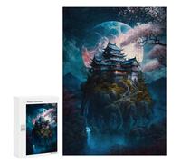 Adult Jigsaw Puzzle300 PCS Full Moon Japanese Temple Jigsaw Puzzle Brain Teaser Game Pattern Assembly Unique Birthday And Gifts 300 PCS