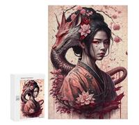 Adult Jigsaw Puzzle300 PCS Geisha Dragon Jigsaw Puzzle Brain Teaser Game Pattern Assembly Unique Birthday And Gifts 300 PCS