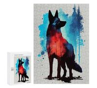 Adult Jigsaw Puzzle300 PCS German Shepherd Watercolor Jigsaw Puzzle Brain Teaser Game Pattern Assembly Unique Birthday And Gifts 300 PCS