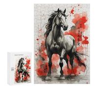 Adult Jigsaw Puzzle300 PCS Japan Ink Horse Jigsaw Puzzle Brain Teaser Game Pattern Assembly Unique Birthday And Gifts 300 PCS