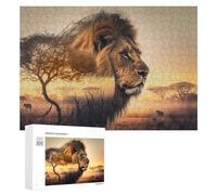 Adult Jigsaw Puzzle300 PCS Lion in African Landscape Teenagers Puzzles Brain Teaser Game Home Decoration Unique Birthday And Gifts 300 PCS