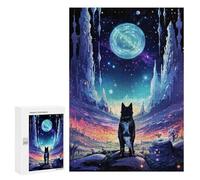 Adult Jigsaw Puzzle300 PCS Luna Night Wolf Landscape Puzzles for Adults Relaxing Games Improve Memory Deal As Gifts for The Whole Family 300 PCS