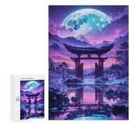 Adult Jigsaw Puzzle300 PCS Lunar Serenity Torii Gate Jigsaw Puzzle Brain Teaser Game Pattern Assembly Unique Birthday And Gifts 300 PCS