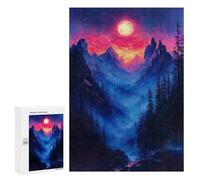 Adult Jigsaw Puzzle300 PCS Misty Forest Sunset Jigsaw Puzzle Brain Teaser Game Pattern Assembly Unique Birthday And Gifts 300 PCS