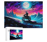 Adult Jigsaw Puzzle300 PCS Motorcycle Ride Under A Colorful Sky Teenagers Puzzles Brain Teaser Game Home Decoration Unique Birthday And Gifts 300 PCS