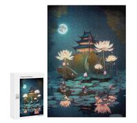 Adult Jigsaw Puzzle300 PCS Night Lotus Lantern Tower Teenagers Puzzles Brain Teaser Game Home Decoration Unique Birthday And Gifts 300 PCS