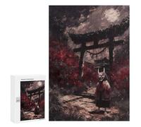 Adult Jigsaw Puzzle300 PCS Oni Mask Torii Gate Jigsaw Puzzle Brain Teaser Game Pattern Assembly Unique Birthday And Gifts 300 PCS