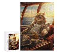 Adult Jigsaw Puzzle300 PCS Rich Wealthy Cat Yacht Jigsaw Puzzle Brain Teaser Game Pattern Assembly Unique Birthday And Gifts 300 PCS
