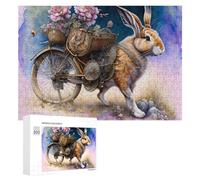 Adult Jigsaw Puzzle300 PCS Steampunk Rabbit with Bicycle Teenagers Puzzles Brain Teaser Game Home Decoration Unique Birthday And Gifts 300 PCS
