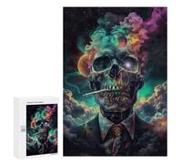 Adult Jigsaw Puzzle300 PCS Suit Up! Smoke Skull Jigsaw Puzzle Brain Teaser Game Pattern Assembly Unique Birthday And Gifts 300 PCS